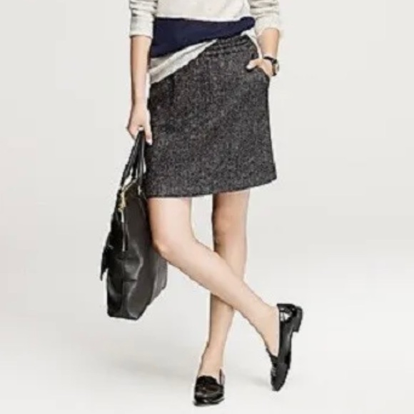 J. Crew Dresses & Skirts - J.CREW LEATHER TIPPED BELL SKIRT~WOOL BLEND~HERRINGBONE~50714